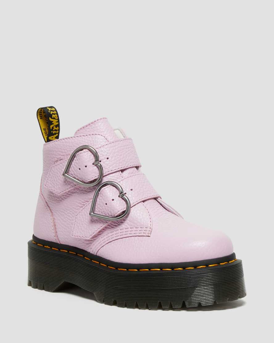 růžové dámské boty na platformě dr. martens devon heart