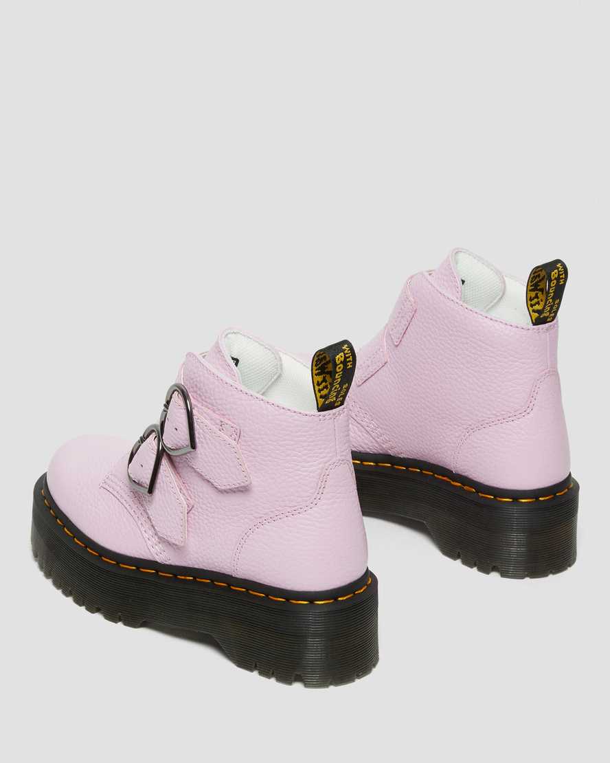 růžové dámské boty na platformě dr. martens devon heart