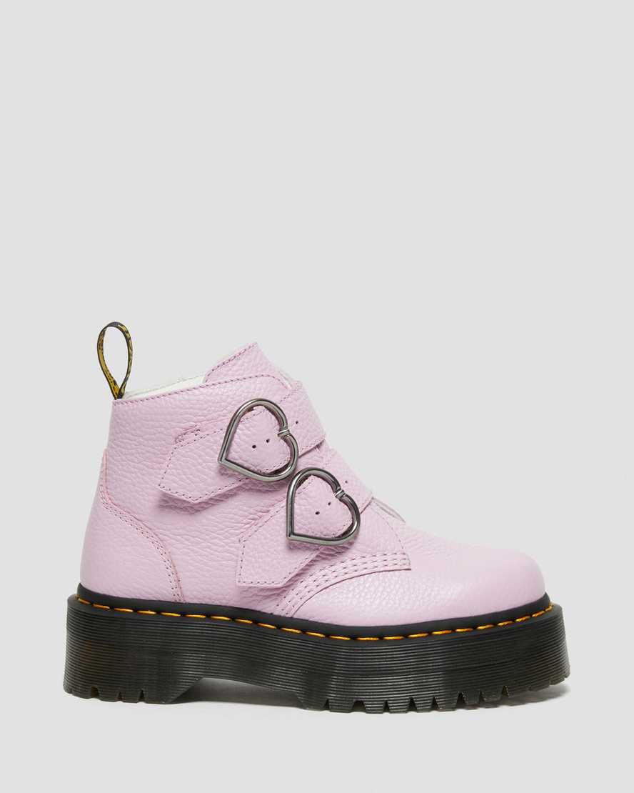 růžové dámské boty na platformě dr. martens devon heart