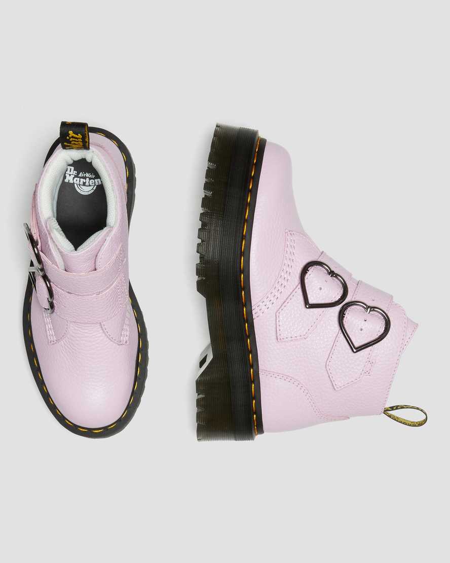 růžové dámské boty na platformě dr. martens devon heart