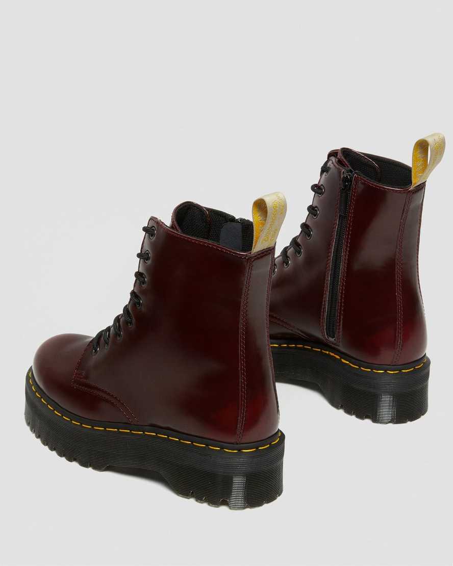 Červené dámské boty na platformě dr. martens jadon ii