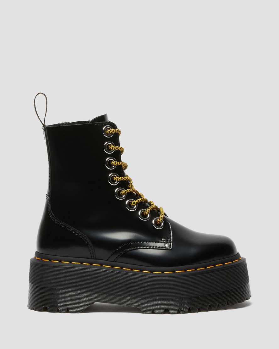 Černé dámské boty na platformě dr. martens jadon max