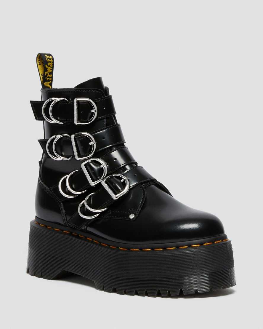 Černé dámské boty na platformě dr. martens jadon max hardware