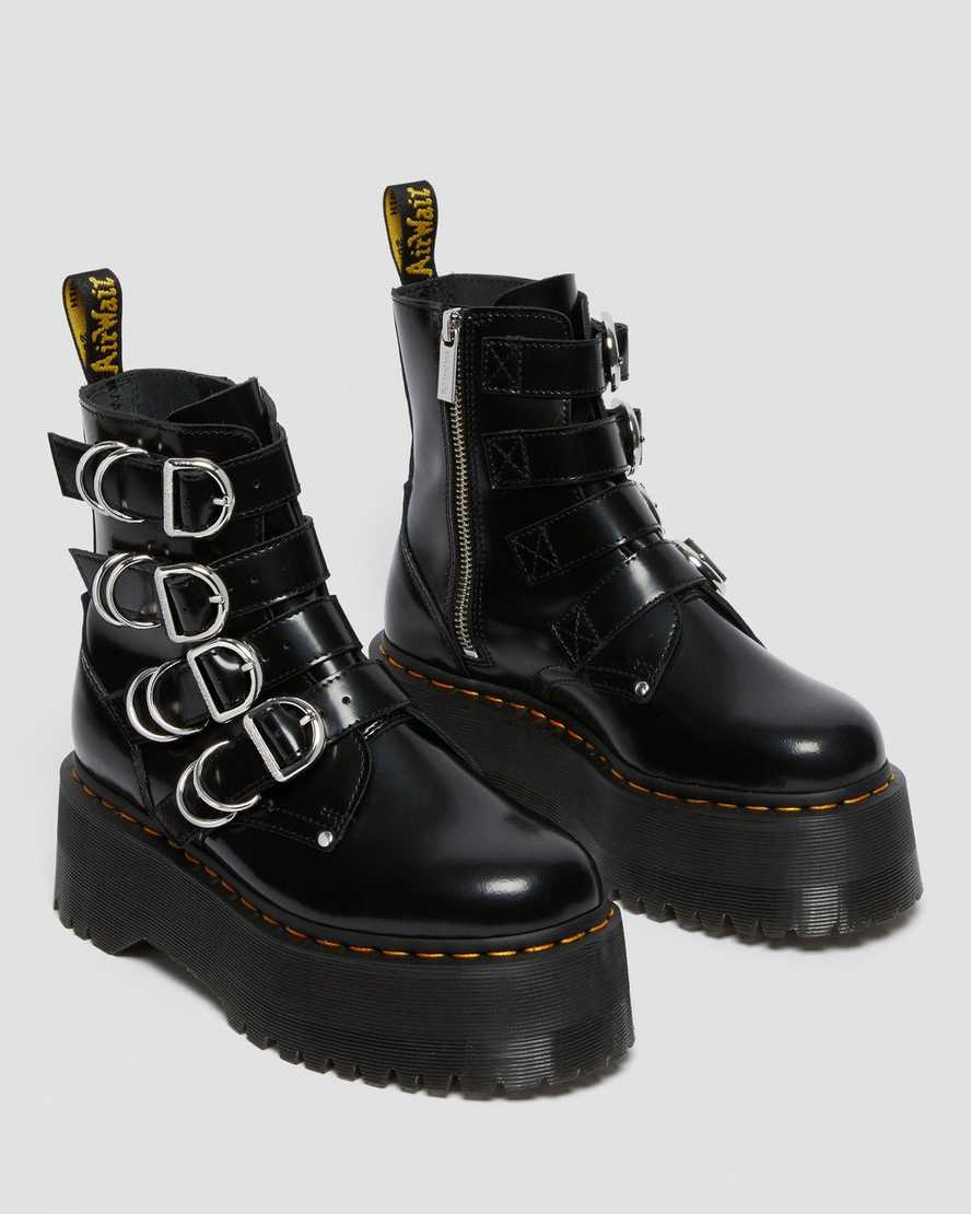 Černé dámské boty na platformě dr. martens jadon max hardware