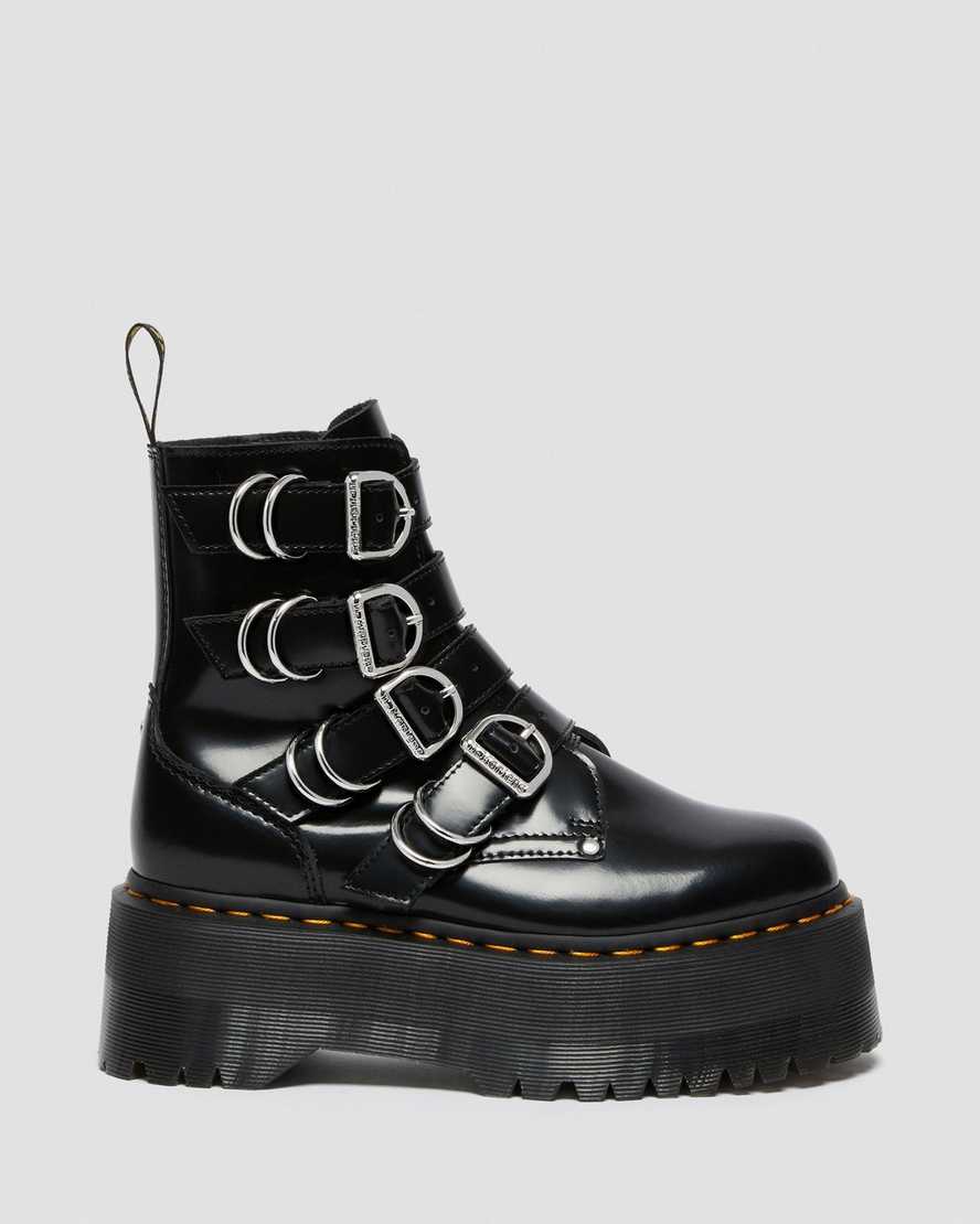 Černé dámské boty na platformě dr. martens jadon max hardware