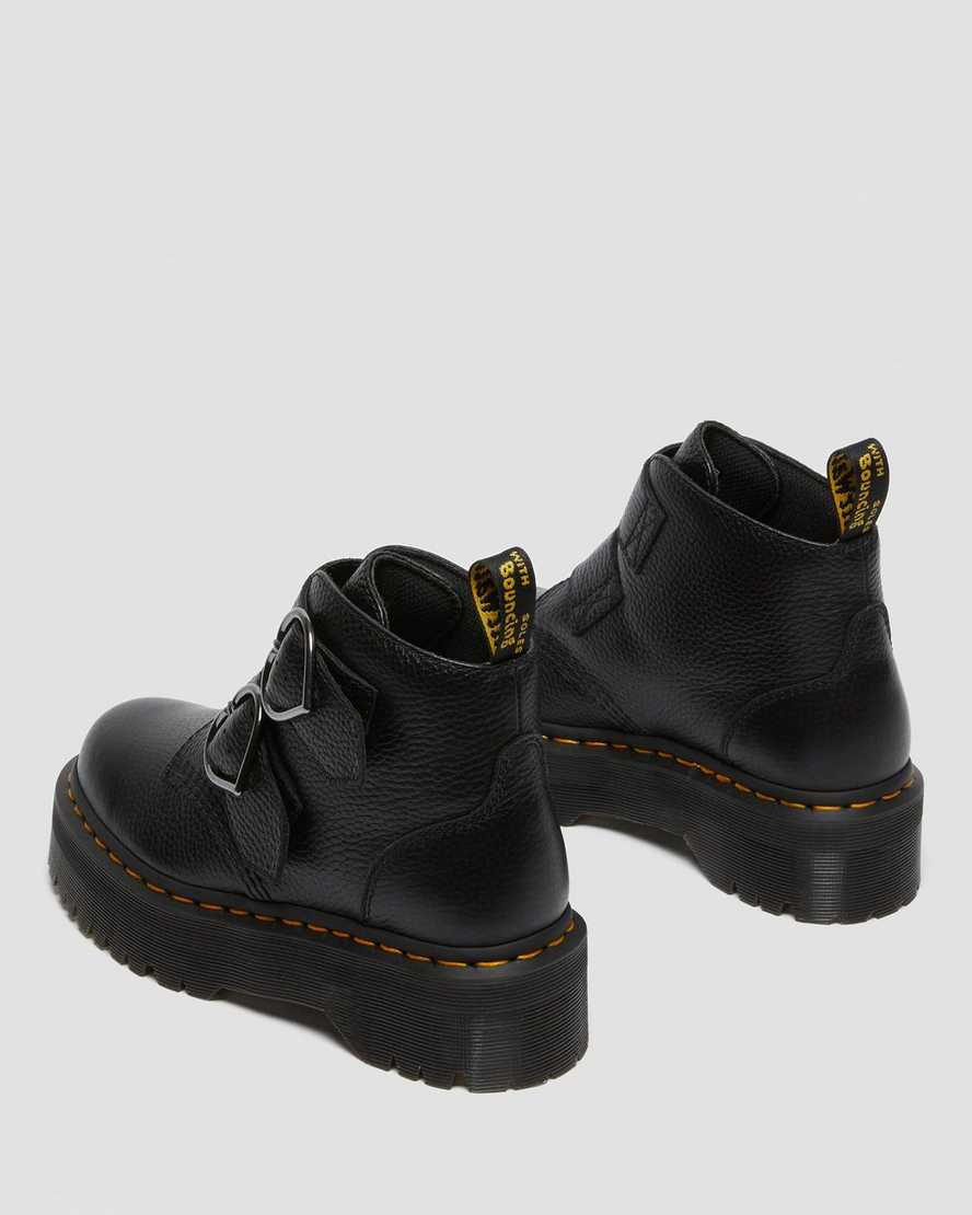 Černé dámské boty na platformě dr. martens devon heart