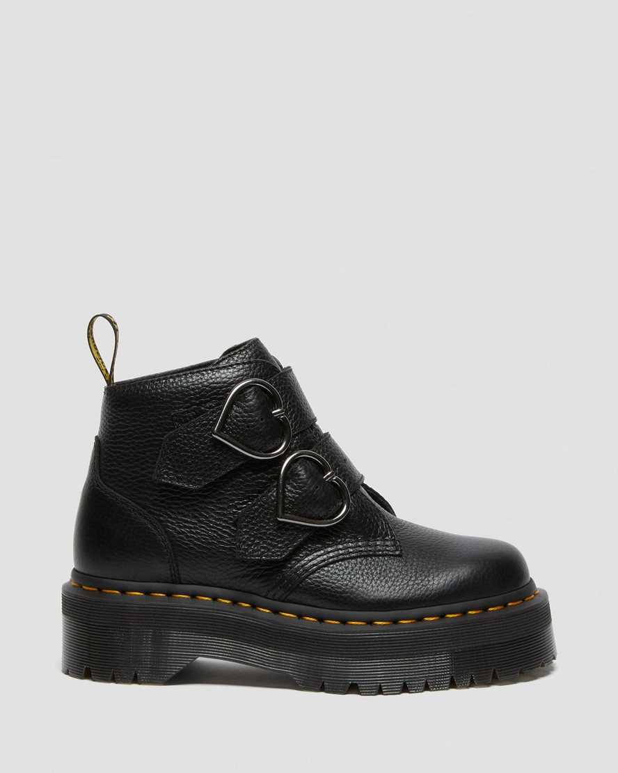 Černé dámské boty na platformě dr. martens devon heart