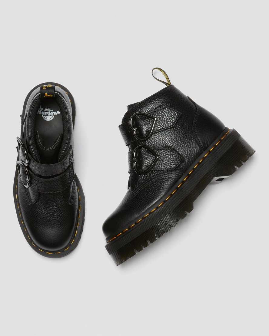 Černé dámské boty na platformě dr. martens devon heart