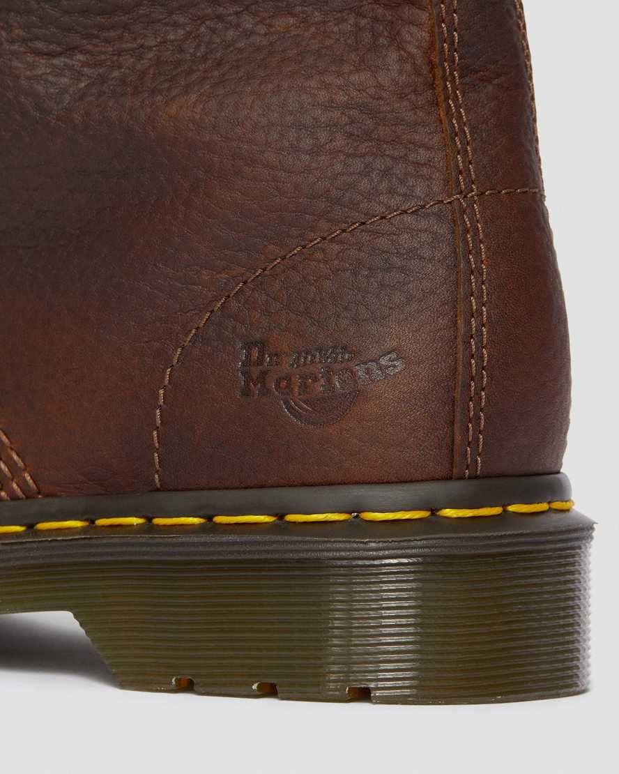hnědé dámské pracovní boty dr. martens maple zip steel toe