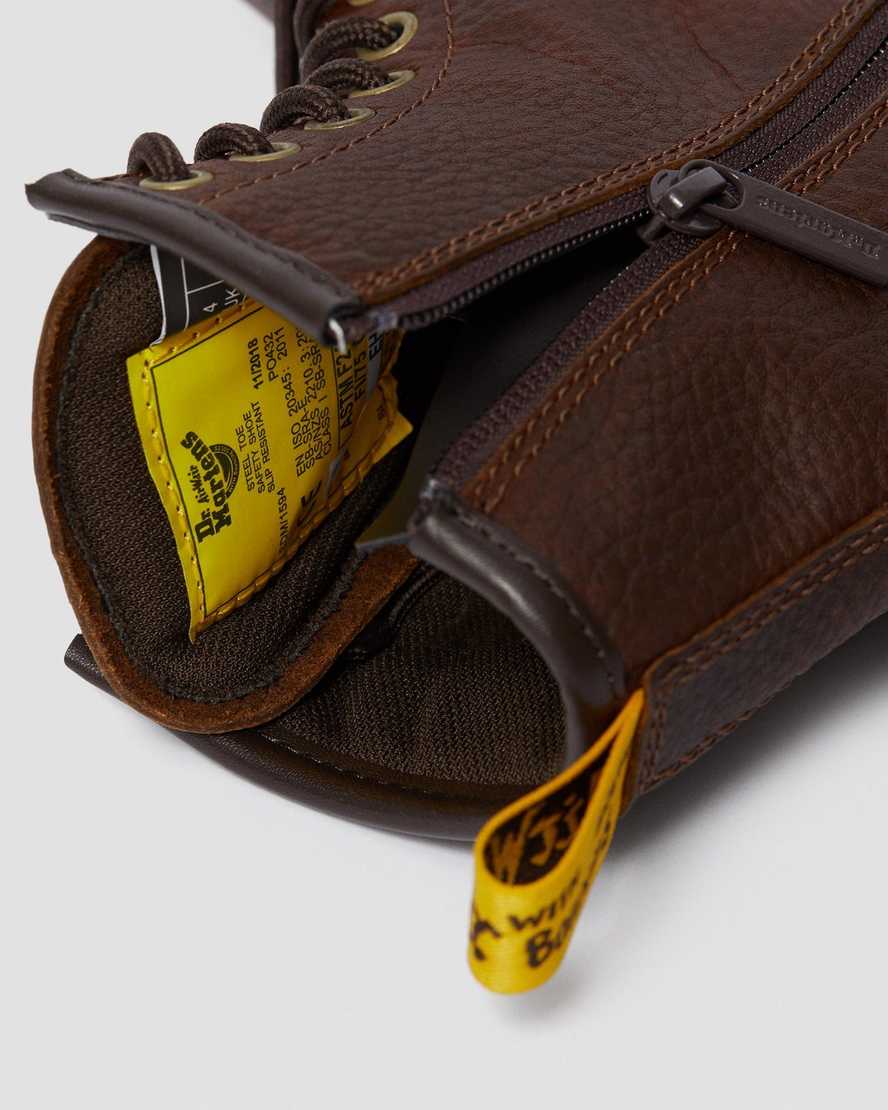 hnědé dámské pracovní boty dr. martens maple zip steel toe
