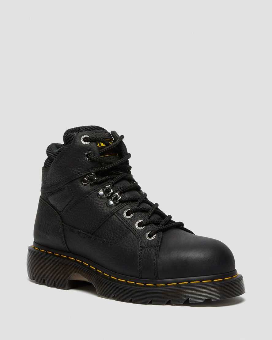 Černé dámské pracovní boty dr. martens ironbridge grizzly s ocelovou špičkou