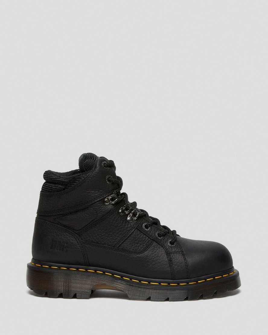 Černé dámské pracovní boty dr. martens ironbridge grizzly s ocelovou špičkou