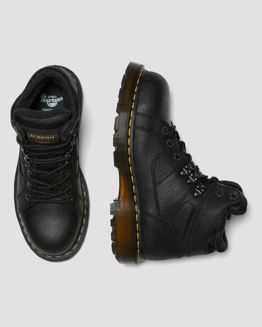 Černé dámské pracovní boty dr. martens ironbridge grizzly s ocelovou špičkou
