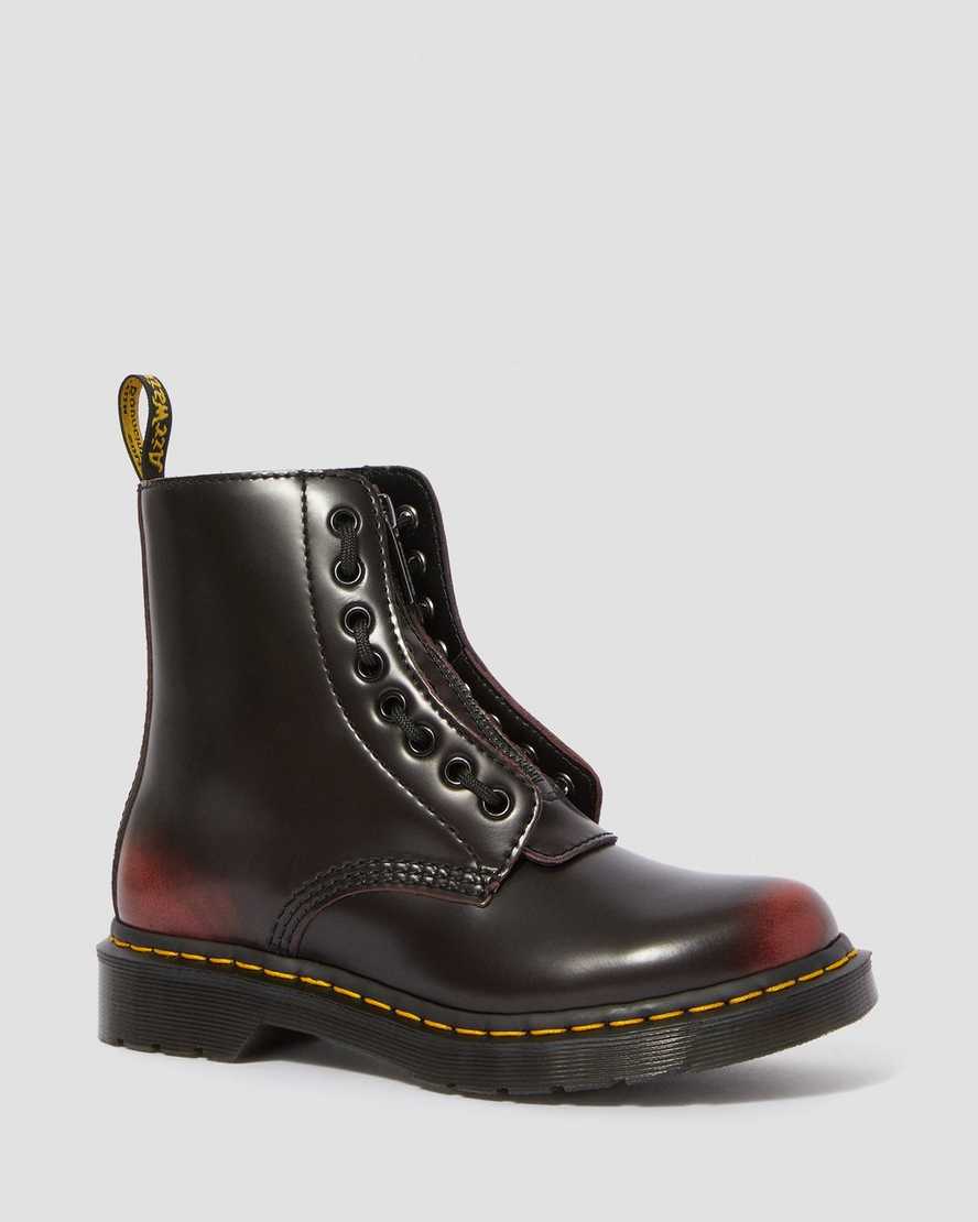 Červené dámské boty na zip dr. martens 1460 pascal