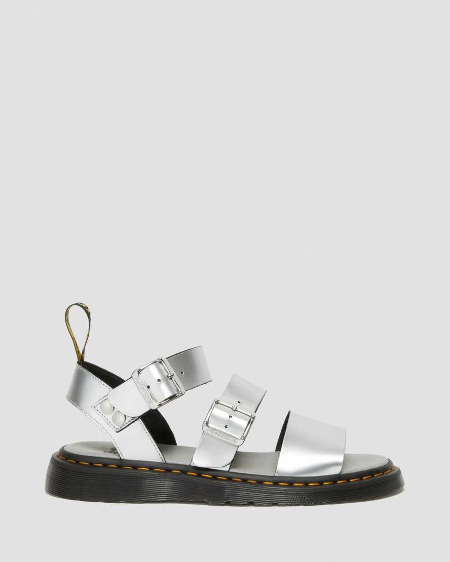 stříbrné metalické dámské gladiátorské sandály dr. martens gryphon