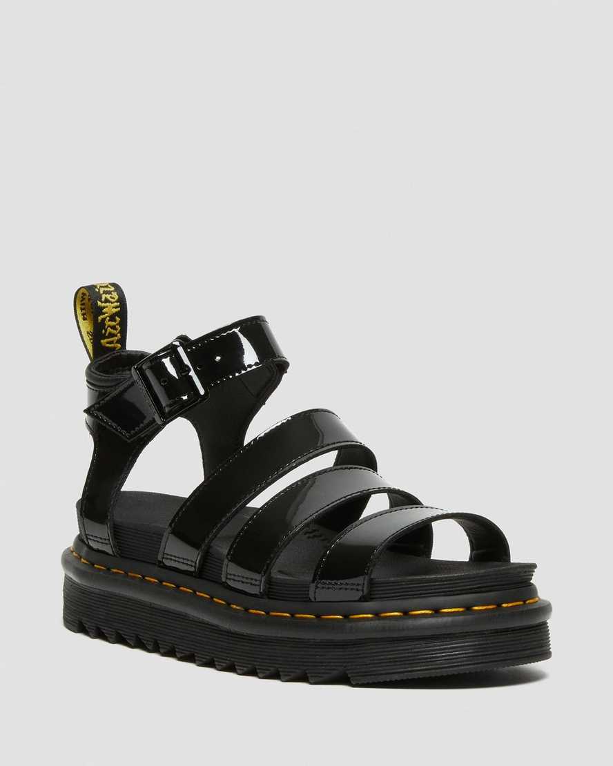 Černé dámské gladiátorské sandály dr. martens blaire patent