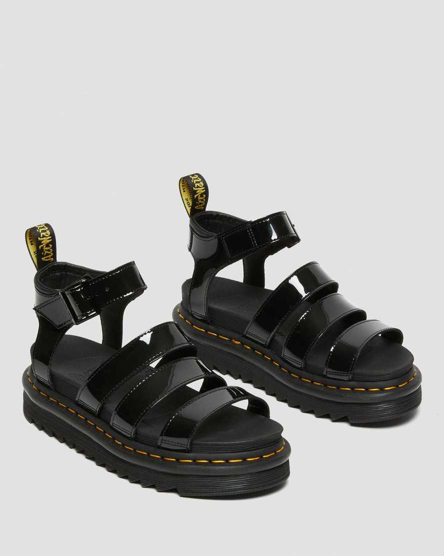 Černé dámské gladiátorské sandály dr. martens blaire patent