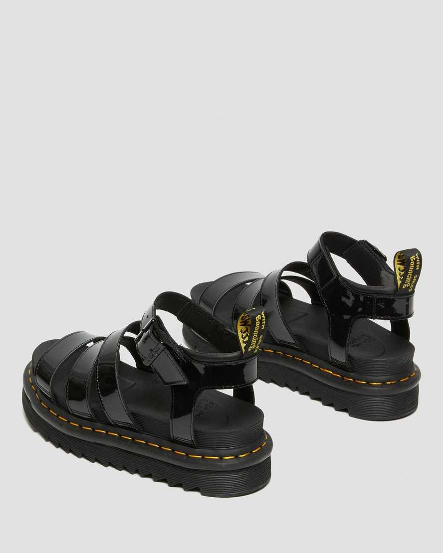 Černé dámské gladiátorské sandály dr. martens blaire patent