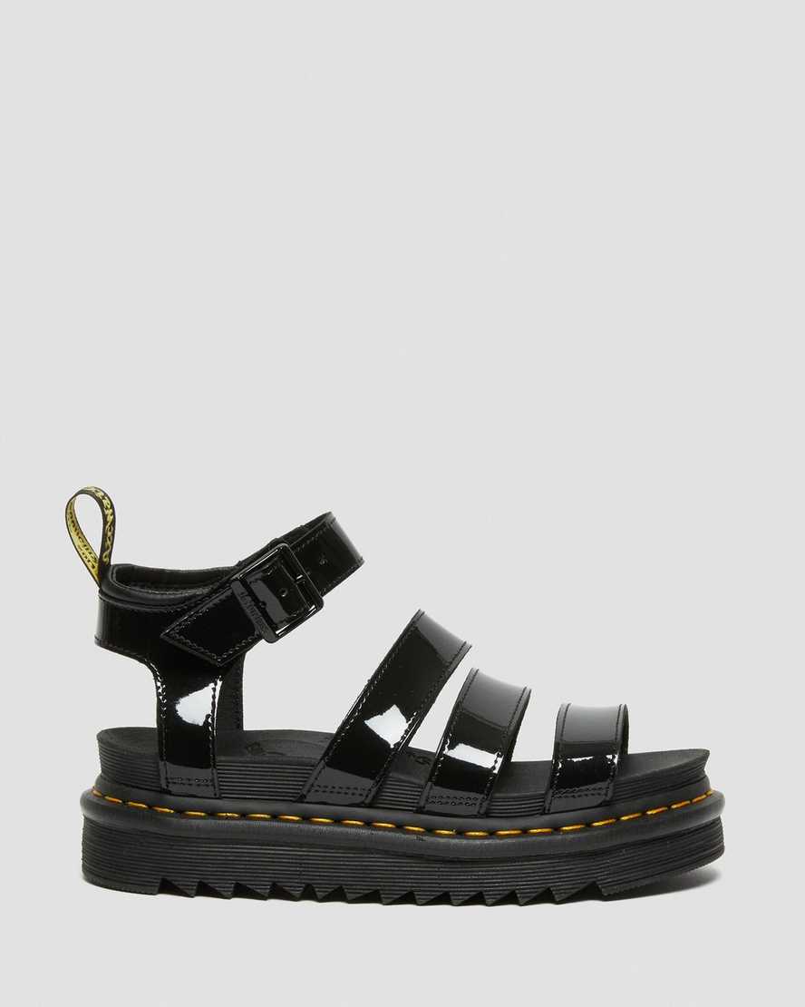 Černé dámské gladiátorské sandály dr. martens blaire patent