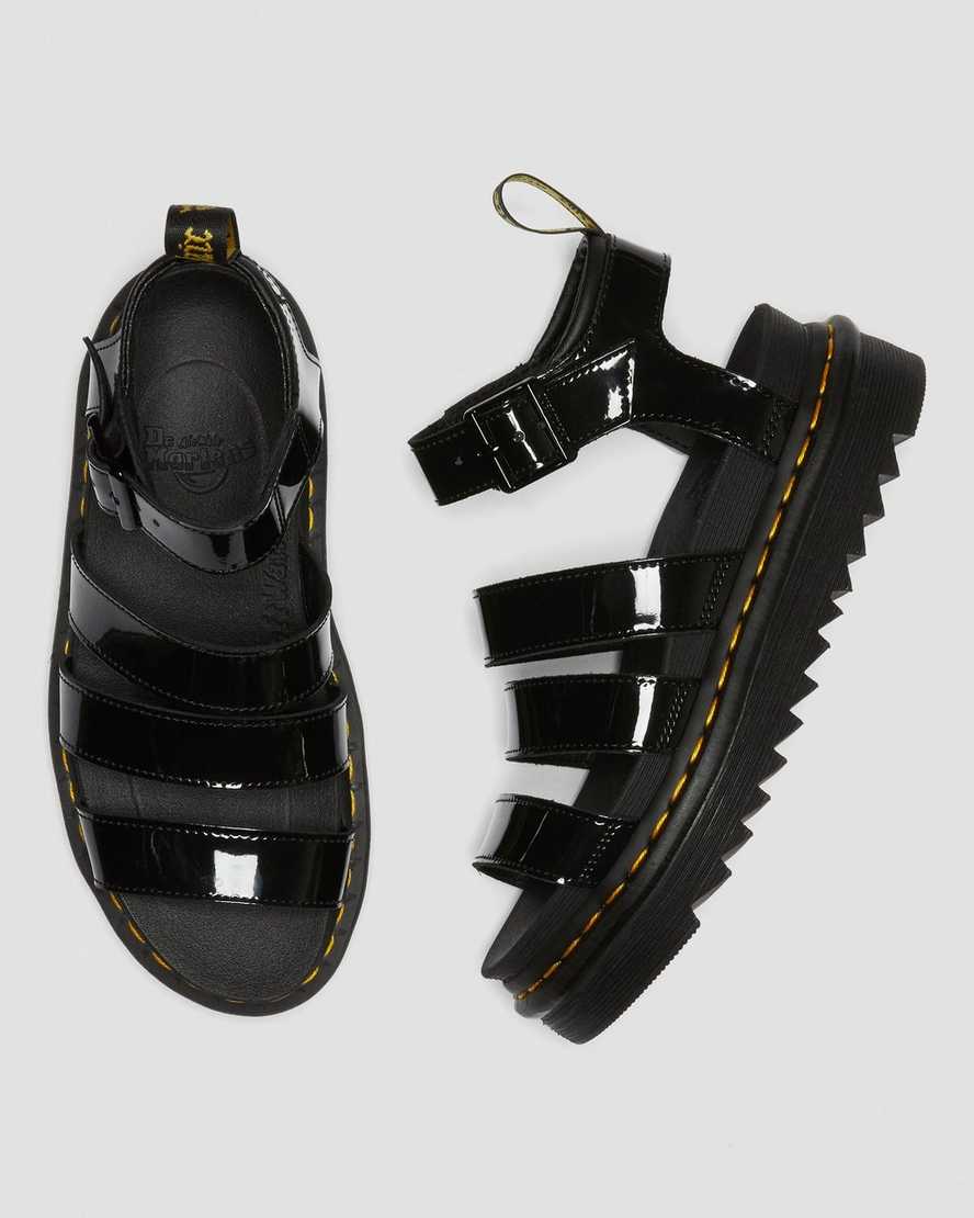Černé dámské gladiátorské sandály dr. martens blaire patent