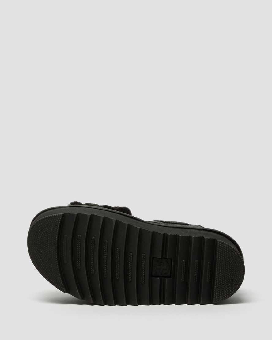 Černé dámské sandály na platformě dr. martens voss fluffy faux fur