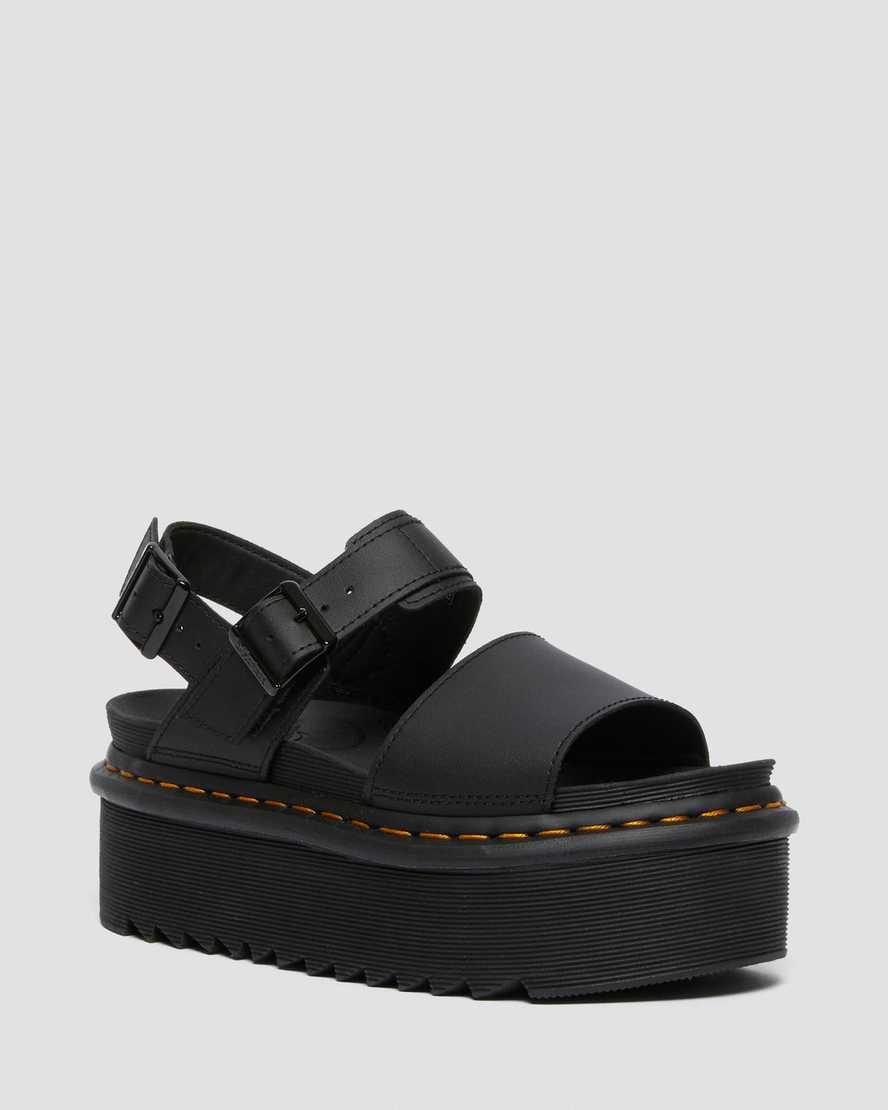 Černé dámské sandály na platformě dr. martens voss strap