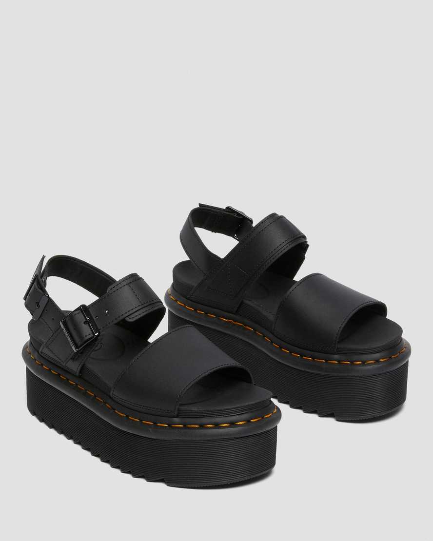 Černé dámské sandály na platformě dr. martens voss strap