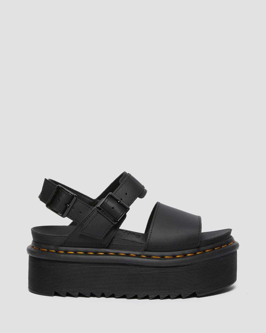 Černé dámské sandály na platformě dr. martens voss strap