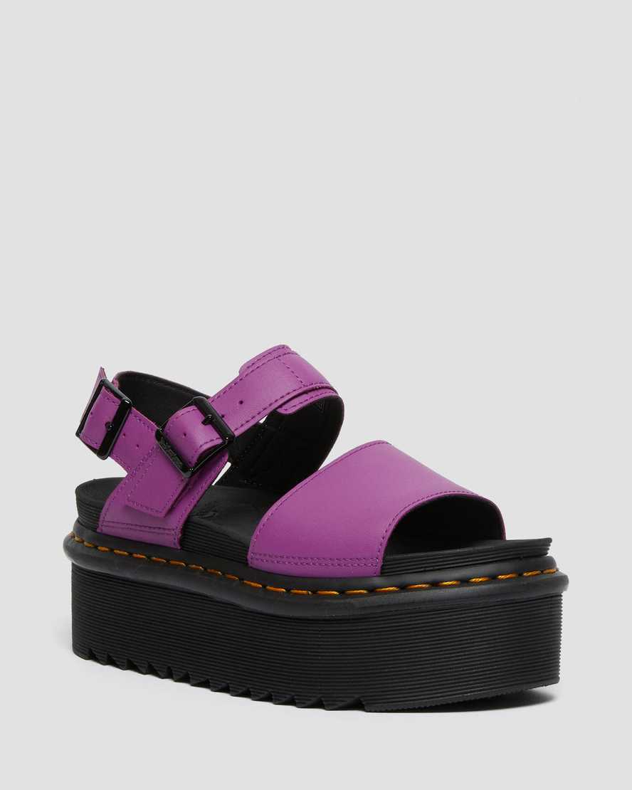 fialové dámské sandály na platformě dr. martens voss strap