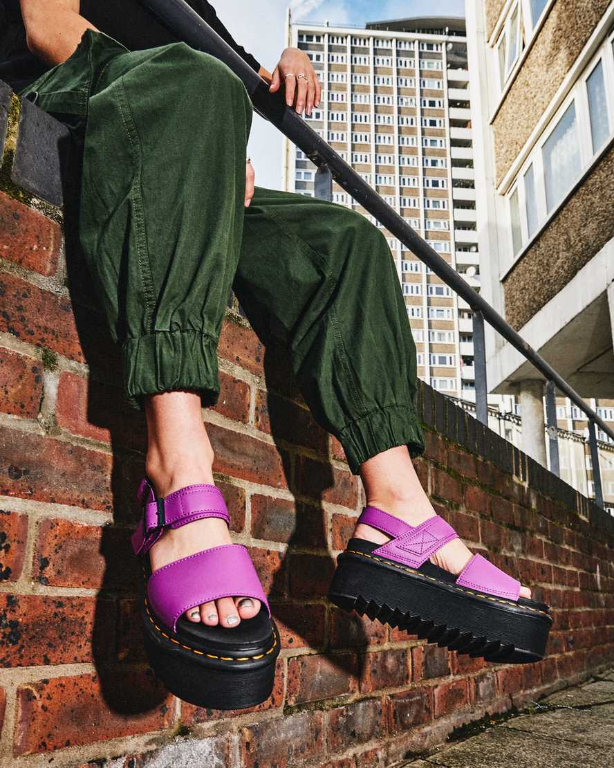 fialové dámské sandály na platformě dr. martens voss strap