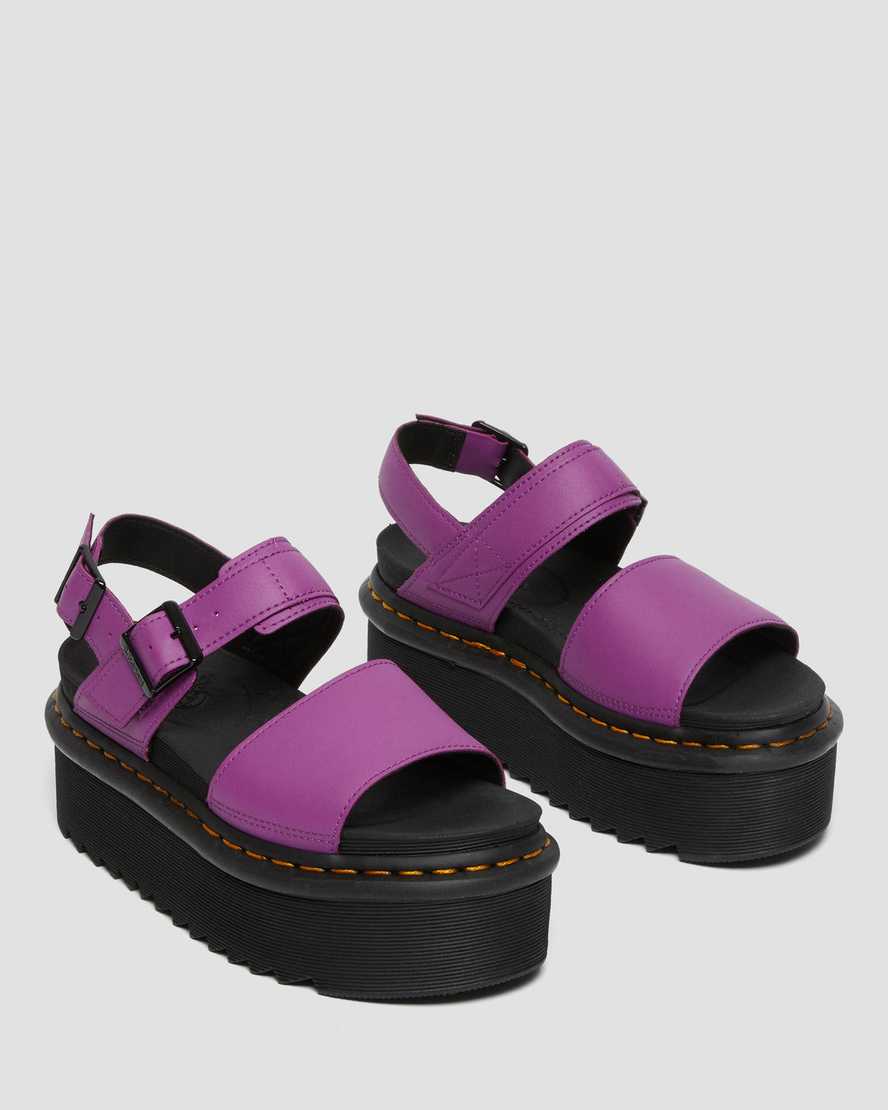 fialové dámské sandály na platformě dr. martens voss strap