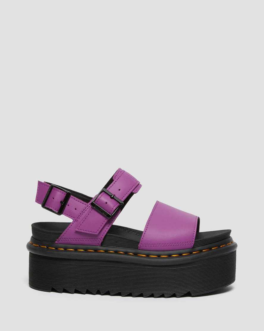 fialové dámské sandály na platformě dr. martens voss strap