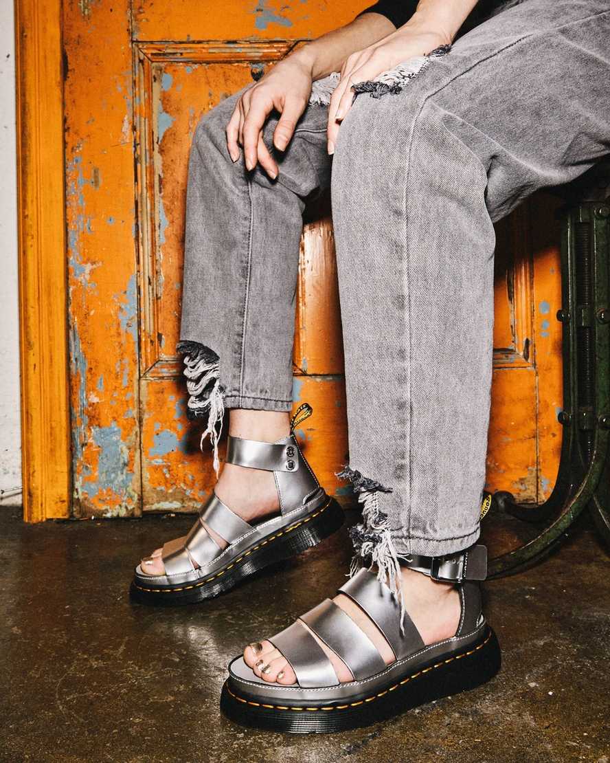 dámské sandály dr. martens clarissa ii metallic stříbrné
