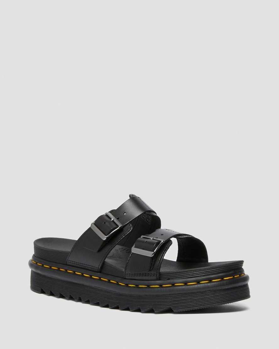 Černé dámské nazouvací sandály dr. martens myles brando buckle