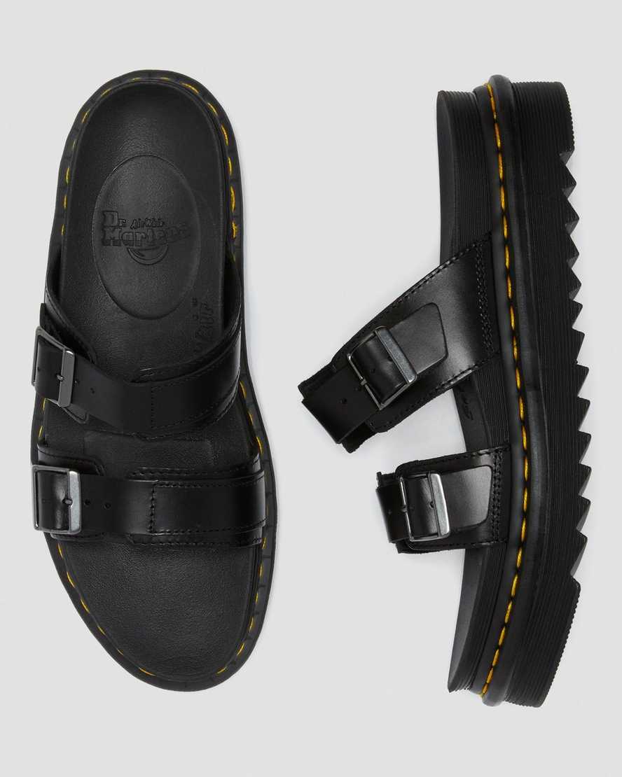 Černé dámské nazouvací sandály dr. martens myles brando buckle