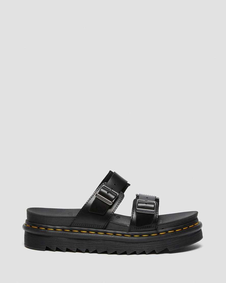 Černé dámské nazouvací sandály dr. martens myles brando buckle
