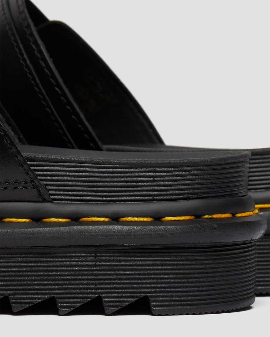 Černé dámské nazouvací sandály dr. martens myles brando buckle
