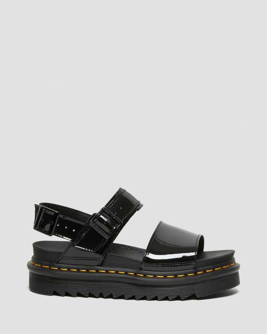 Černé dámské sandály dr. martens voss patent s páskem