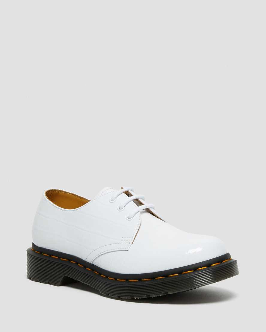 dámské boty dr. martens 1461 patent croc emboss v bílém provedení