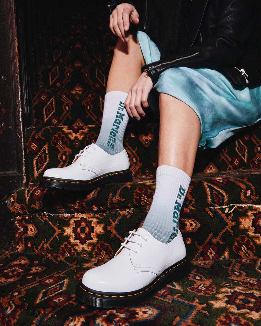 dámské boty dr. martens 1461 patent croc emboss v bílém provedení