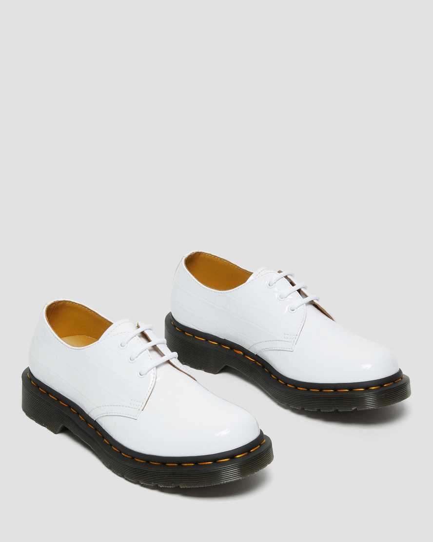 dámské boty dr. martens 1461 patent croc emboss v bílém provedení