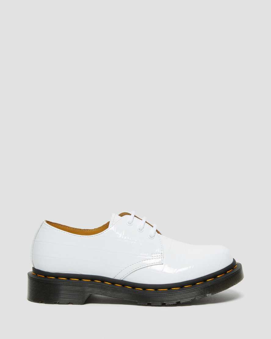 dámské boty dr. martens 1461 patent croc emboss v bílém provedení