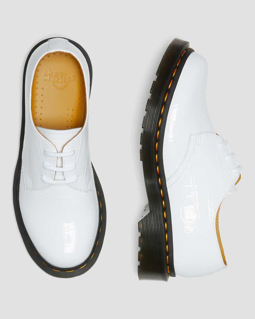 dámské boty dr. martens 1461 patent croc emboss v bílém provedení