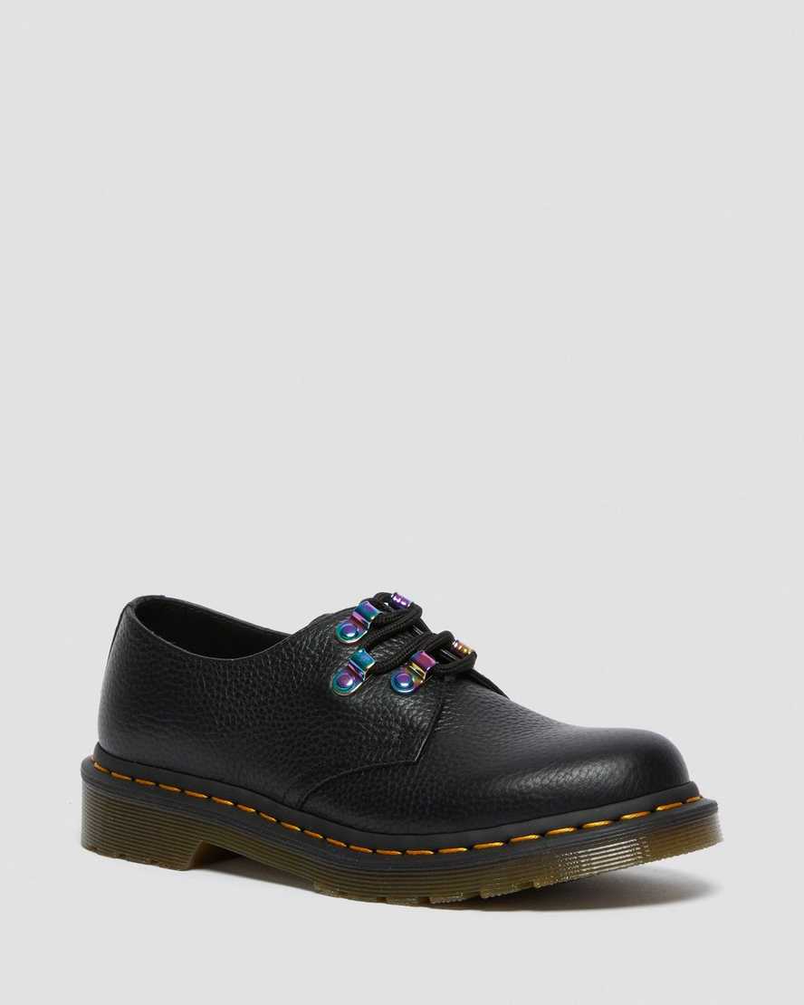 Černé dámské šněrovací boty dr. martens 1461 iridescent hardware
