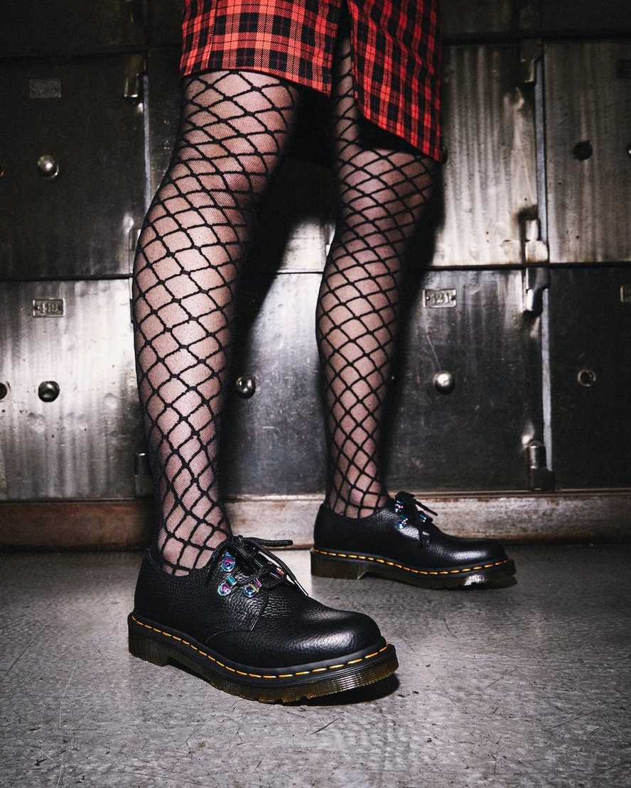 Černé dámské šněrovací boty dr. martens 1461 iridescent hardware