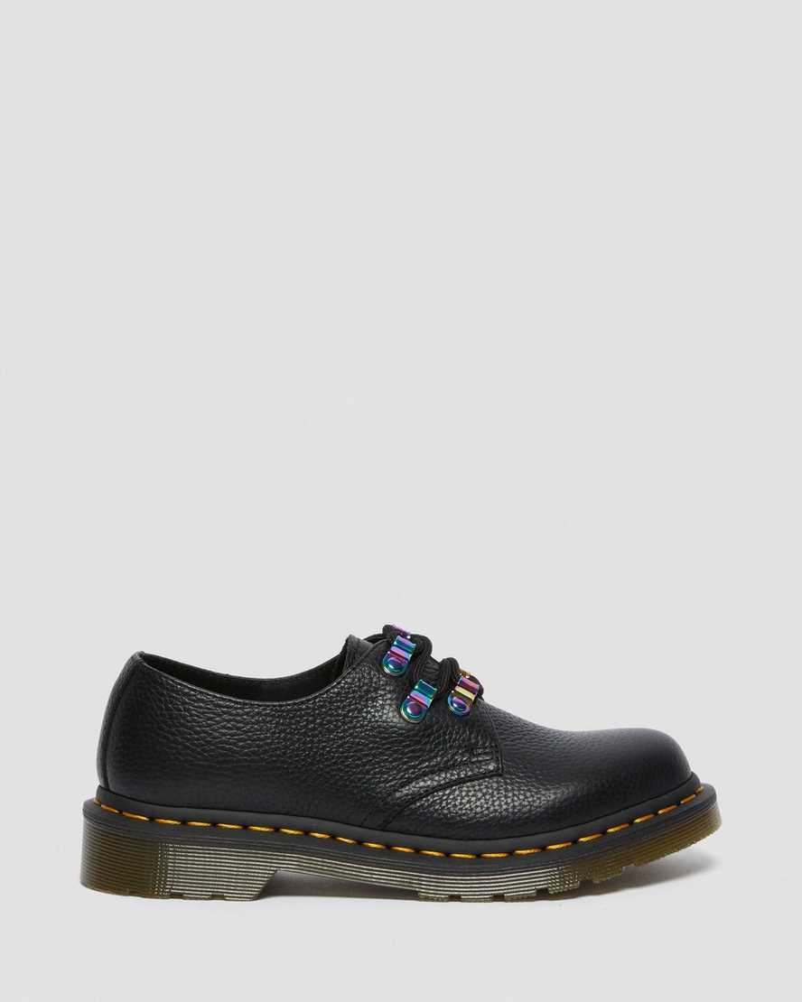 Černé dámské šněrovací boty dr. martens 1461 iridescent hardware