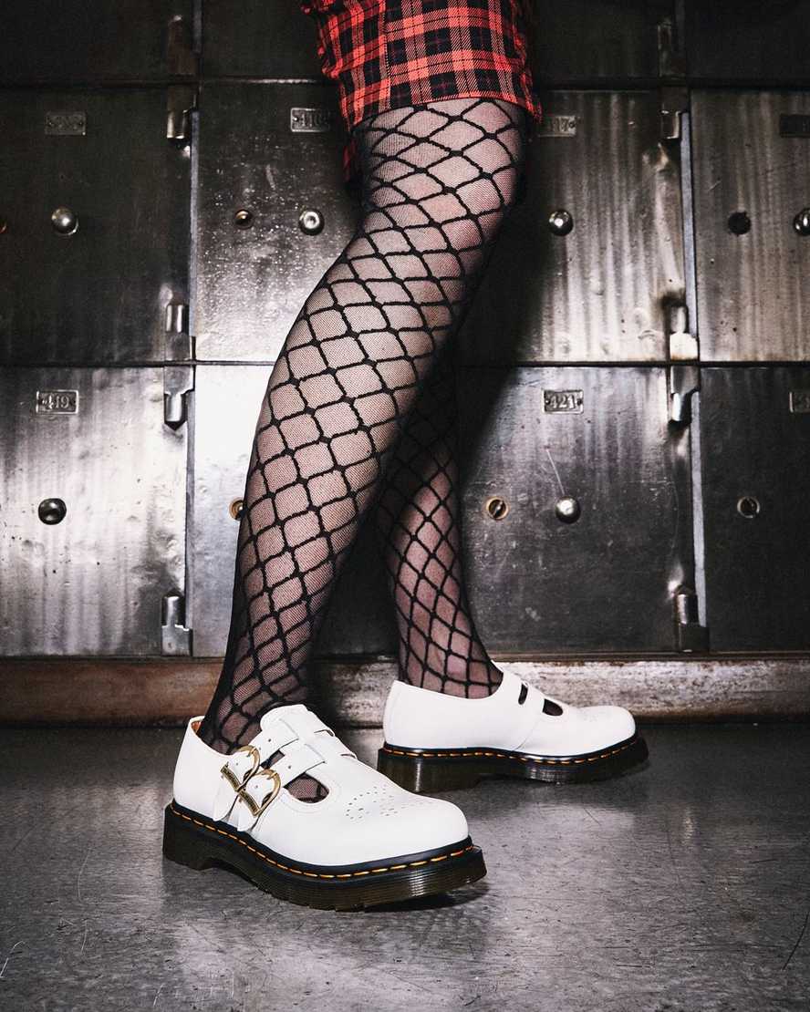 bílé dámské boty dr. martens 8065 smooth mary janes
