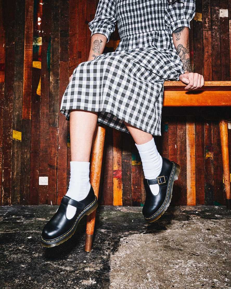 Černé dámské boty dr. martens polley smooth mary janes