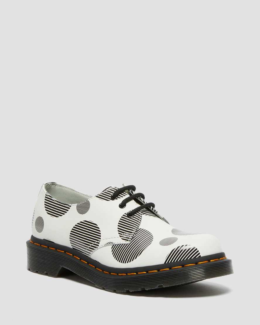 dámské oxfordské boty dr. martens 1461 polka dot smooth v bílé a černé barvě