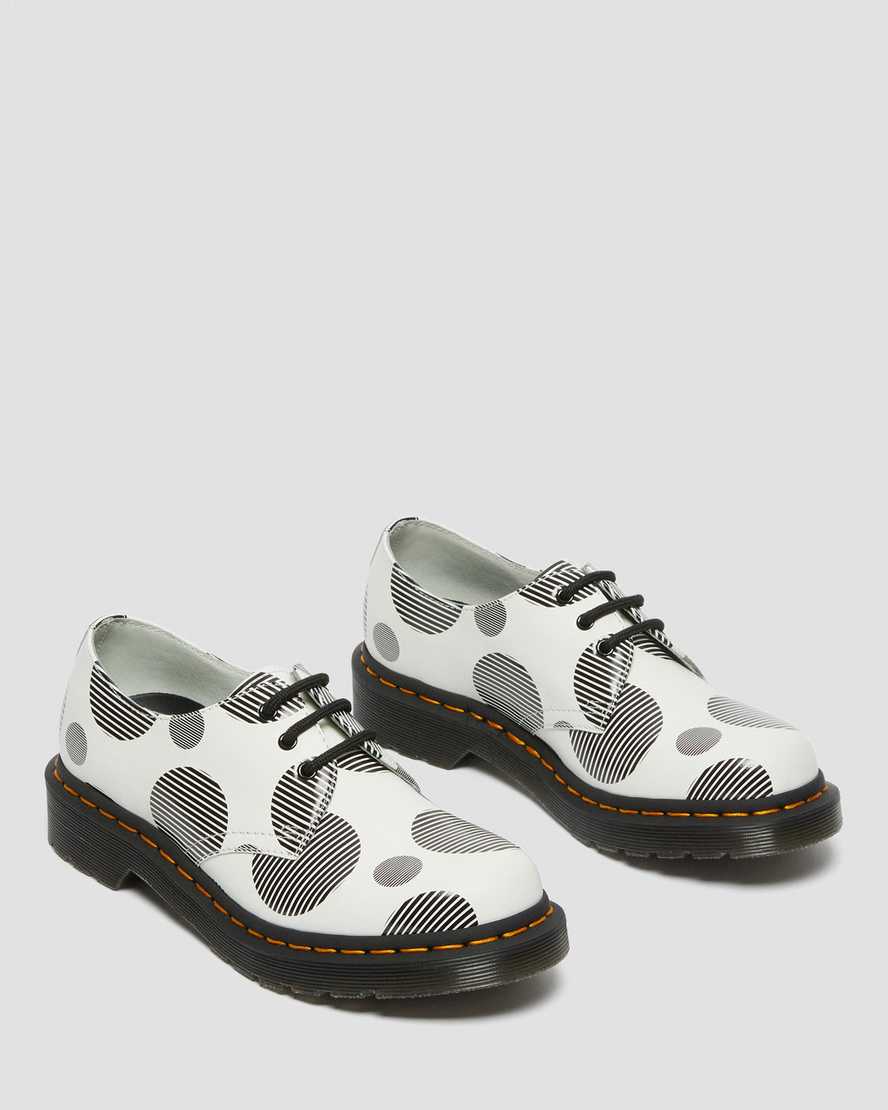 dámské oxfordské boty dr. martens 1461 polka dot smooth v bílé a černé barvě